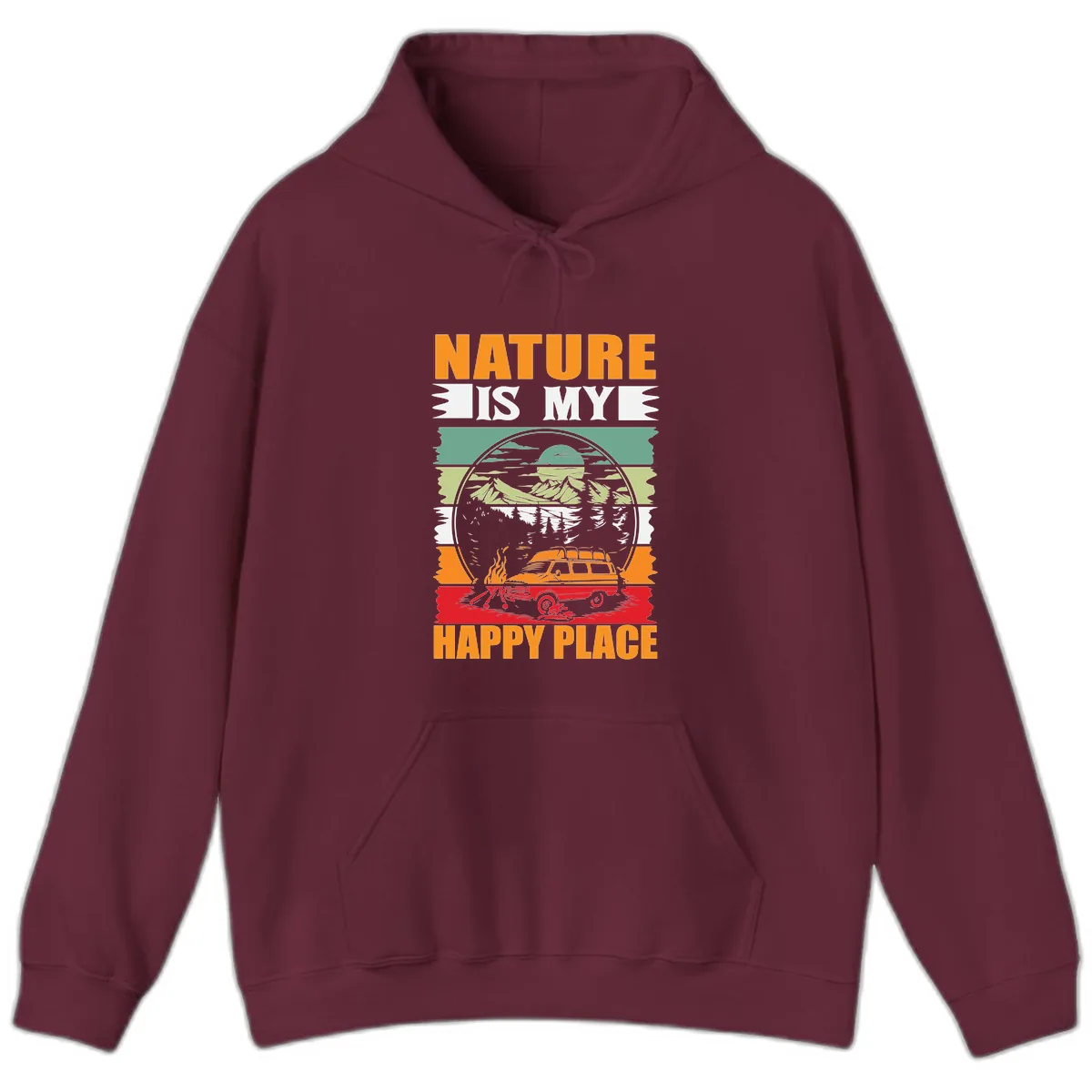 Nature Is My Happy Place Hoodie in Maroon
