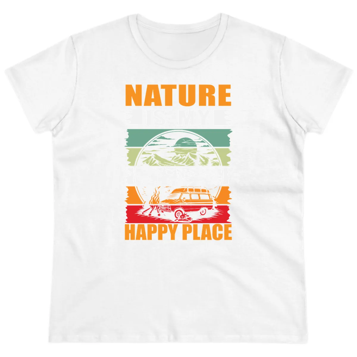 Nature Is My Happy Place Ladies Tee in White