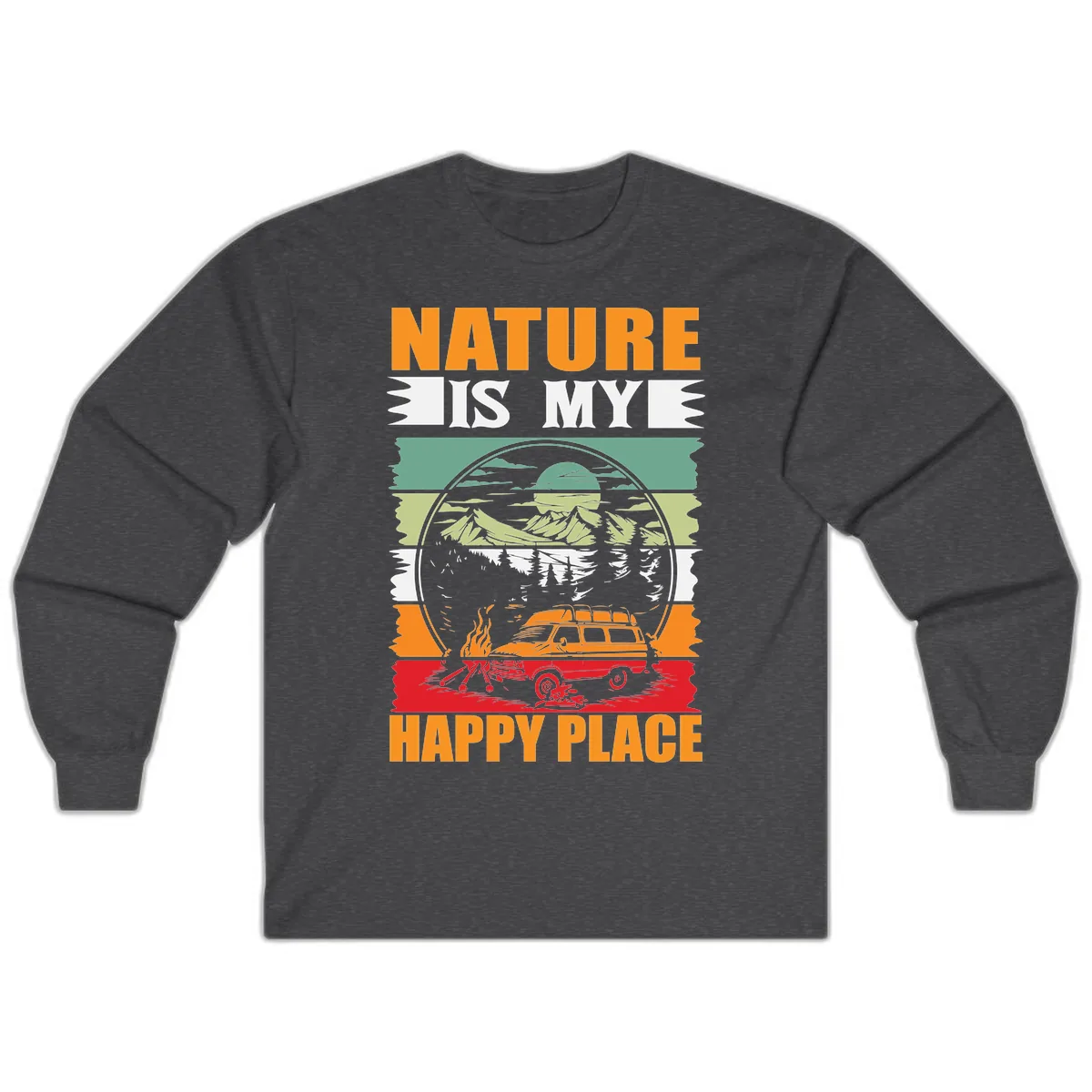 Nature Is My Happy Place Long Sleeve in Dark Heather