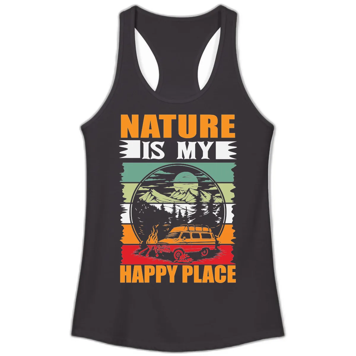 Nature Is My Happy Place Ladies Tank in Black