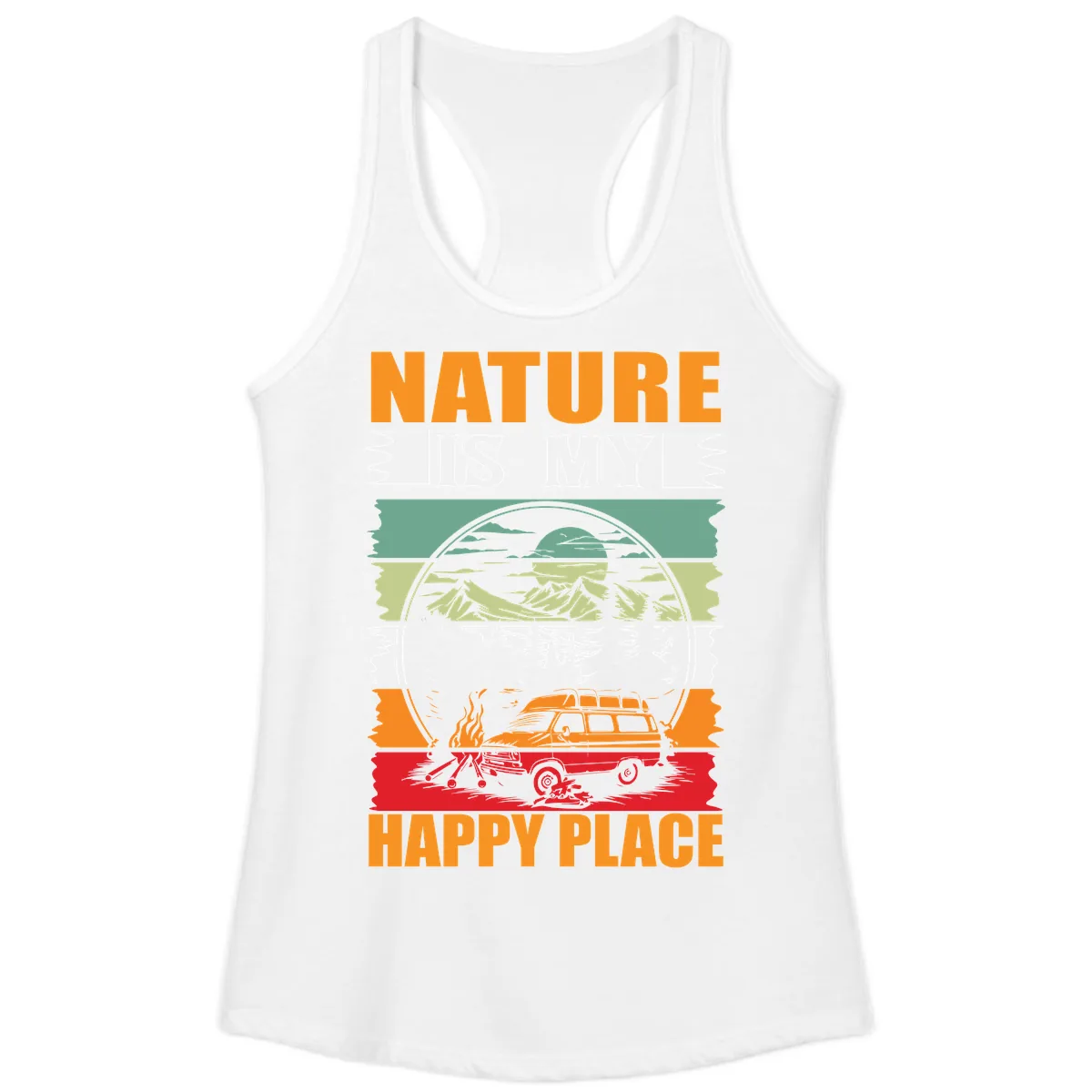 Nature Is My Happy Place Ladies Tank in White