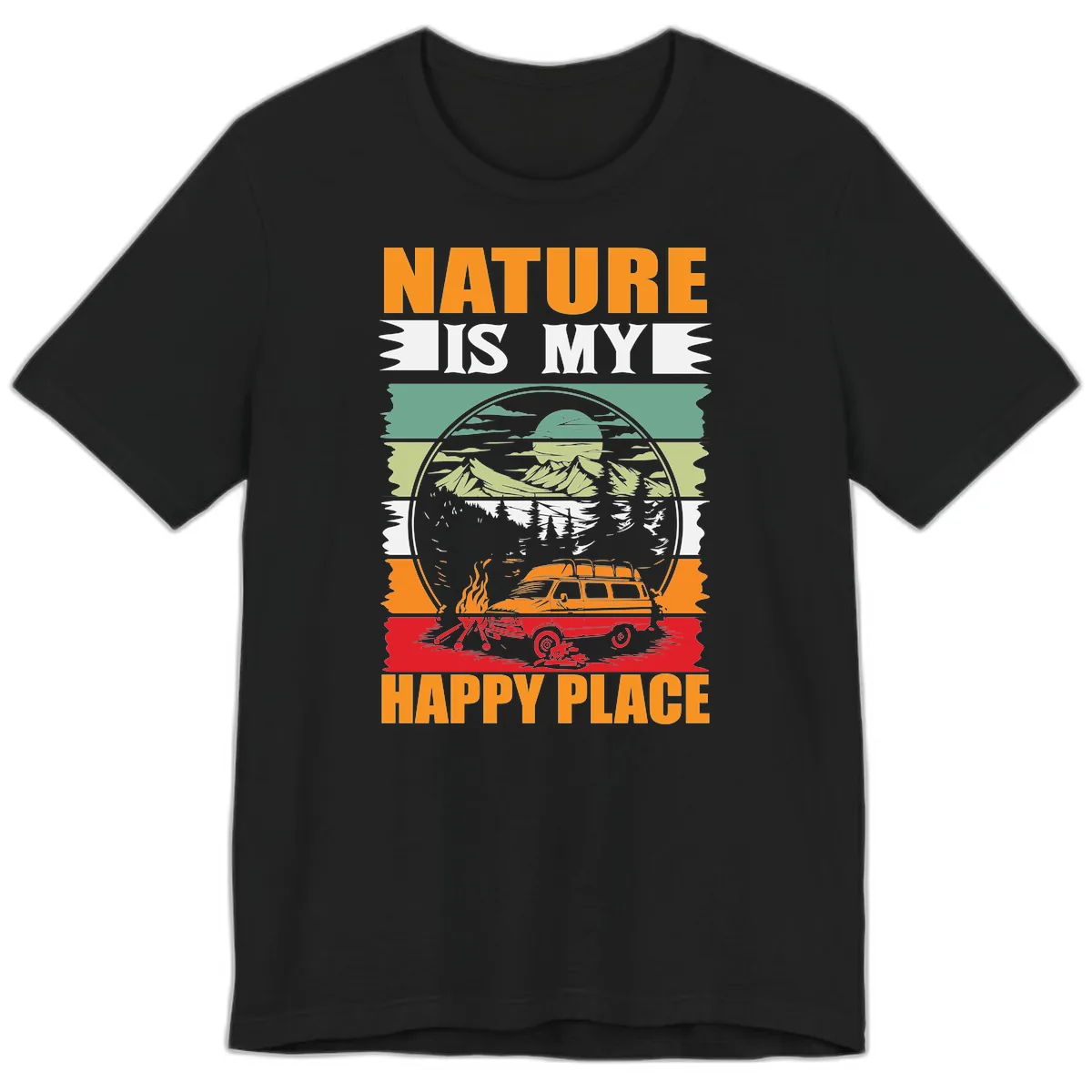 Nature Is My Happy Place Premium T-Shirt in Black