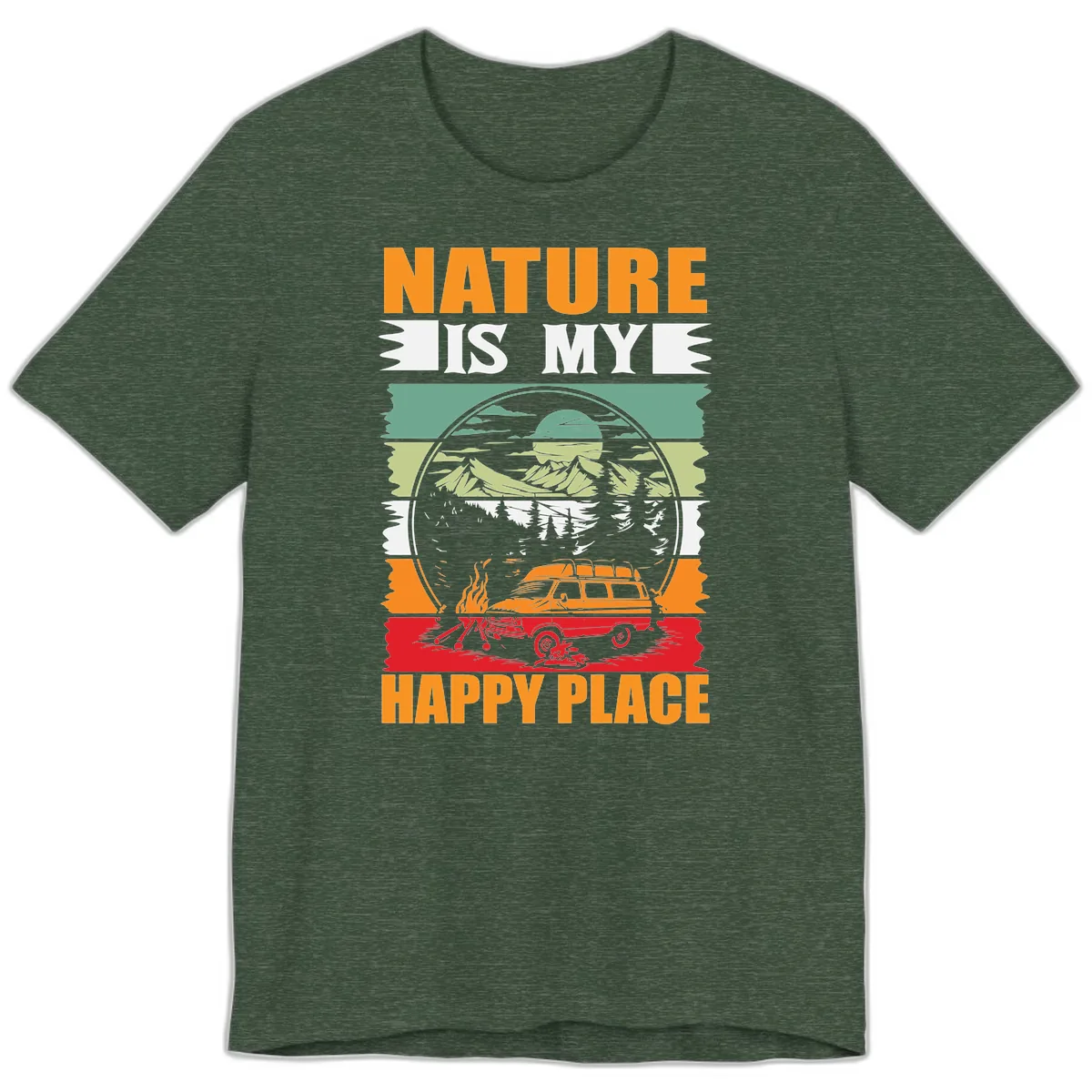 Nature Is My Happy Place Premium T-Shirt in Heather Forest