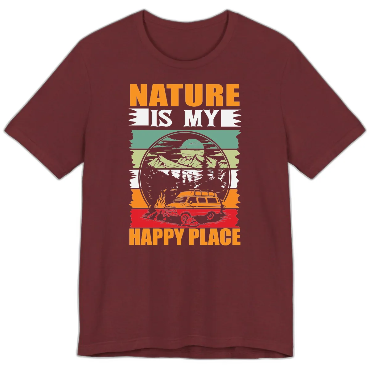 Nature Is My Happy Place Premium T-Shirt in Heather Cardinal