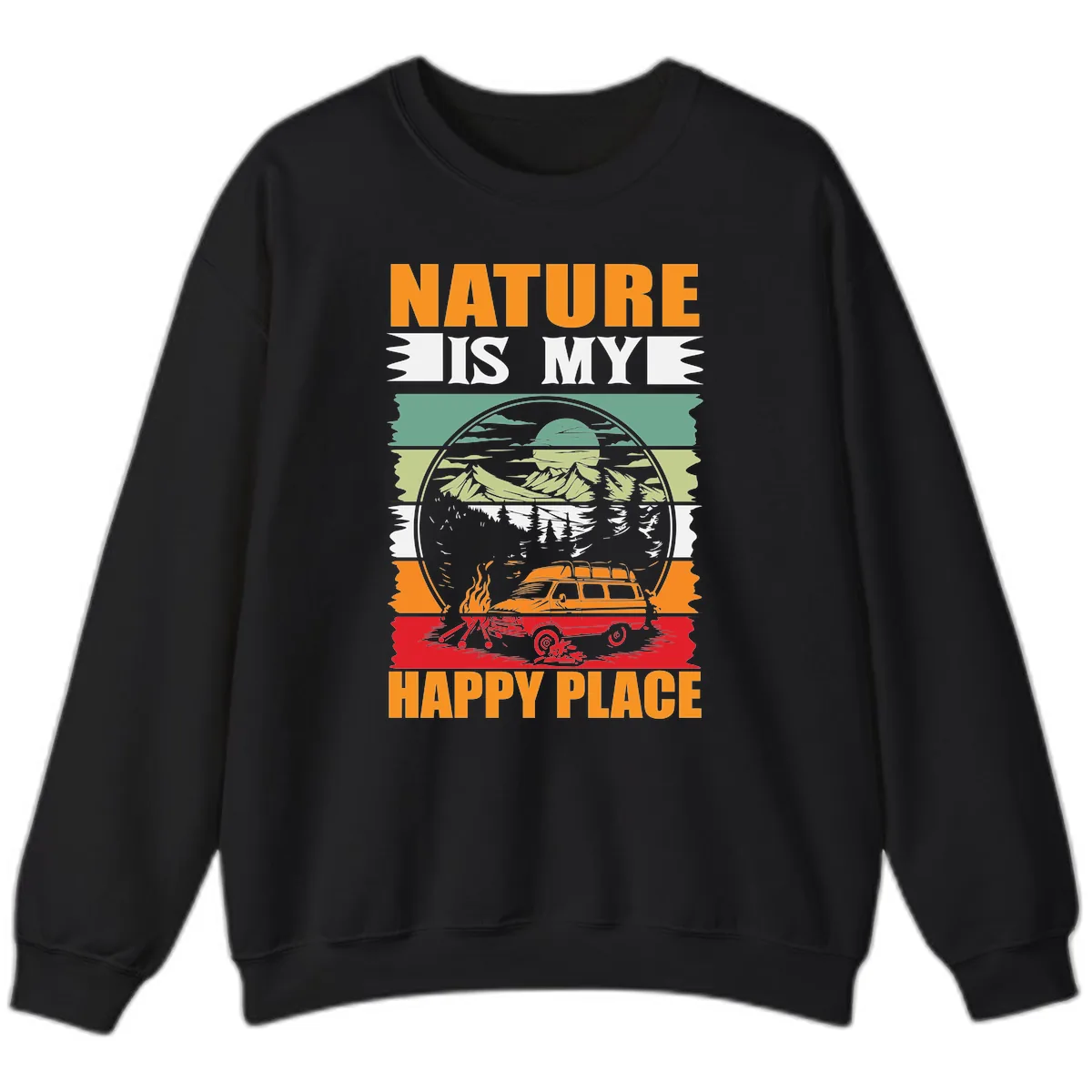 Nature Is My Happy Place Sweatshirt in Black