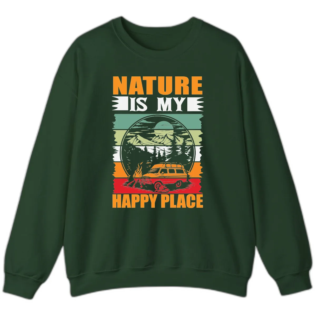 Nature Is My Happy Place Sweatshirt in Forest Green