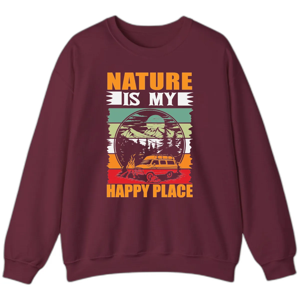 Nature Is My Happy Place Sweatshirt in Maroon