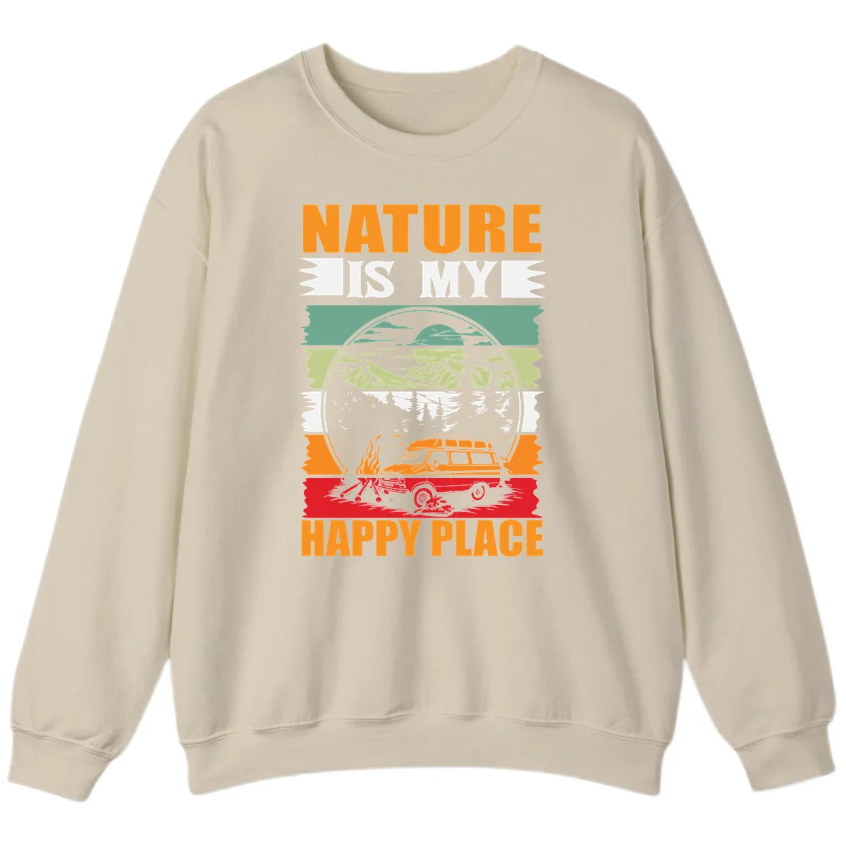 Nature Is My Happy Place Sweatshirt in Sand