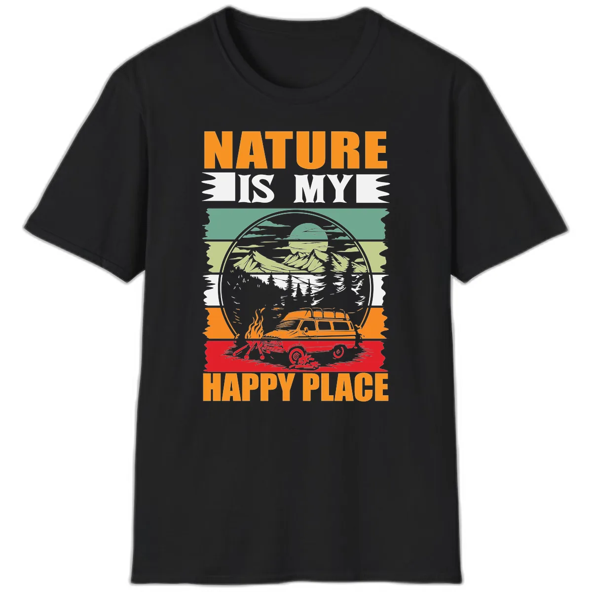 Nature Is My Happy Place T-Shirt in Black