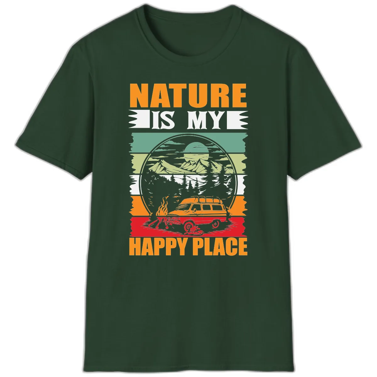 Nature Is My Happy Place T-Shirt in Forest Green