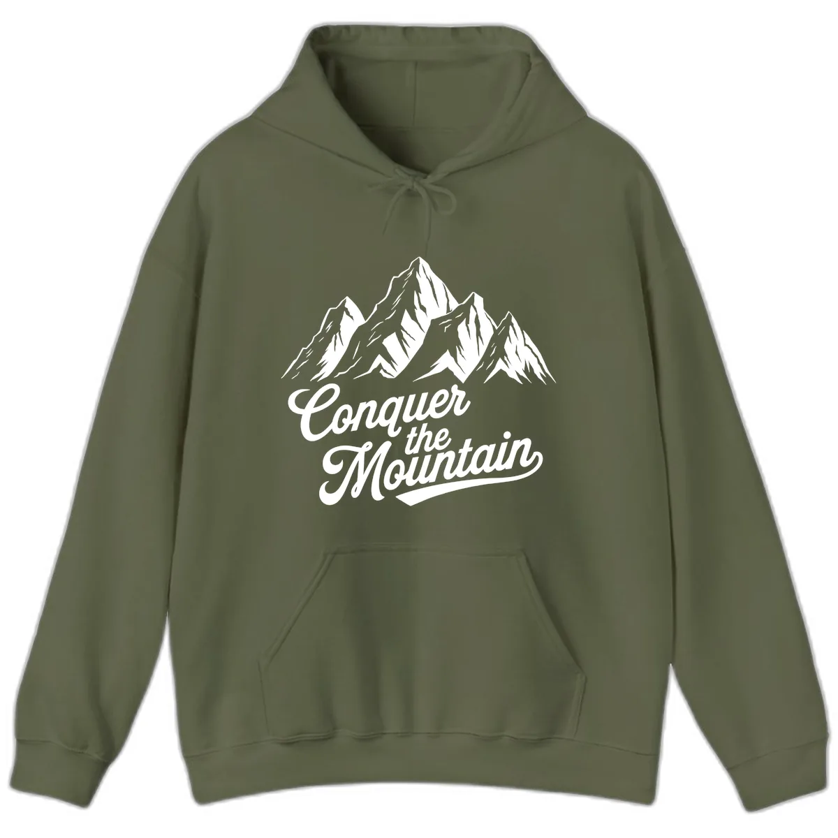 Conquer The Mountain Hoodie in Military Green