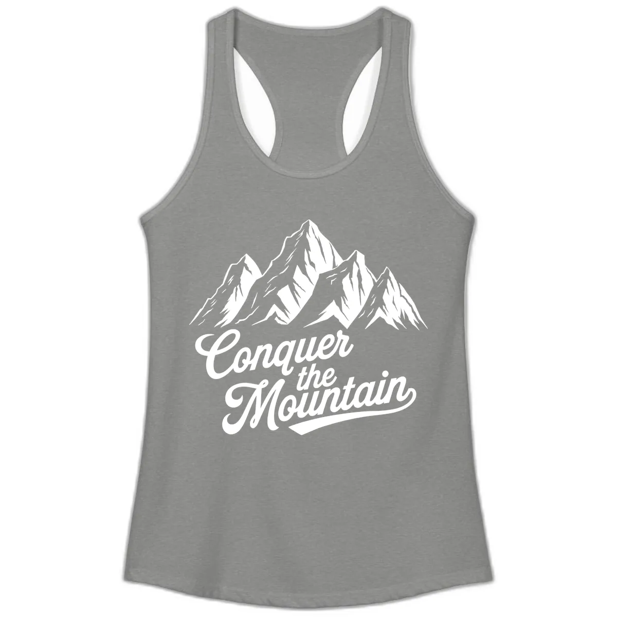 Conquer The Mountain Ladies Tank in Heather Grey