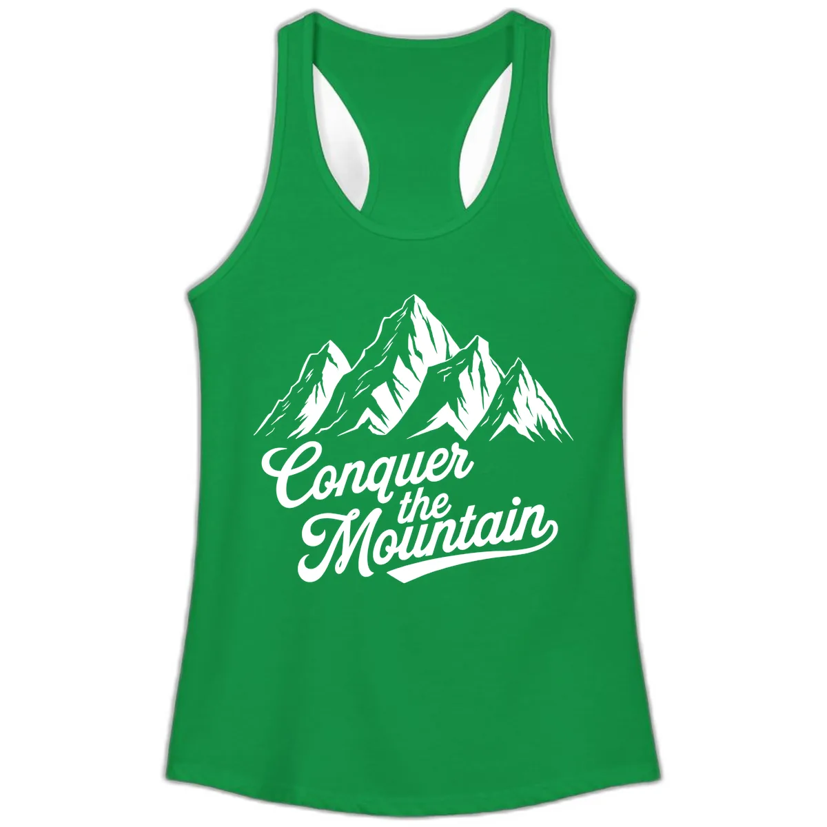 Conquer The Mountain Ladies Tank in Solid Kelly Green