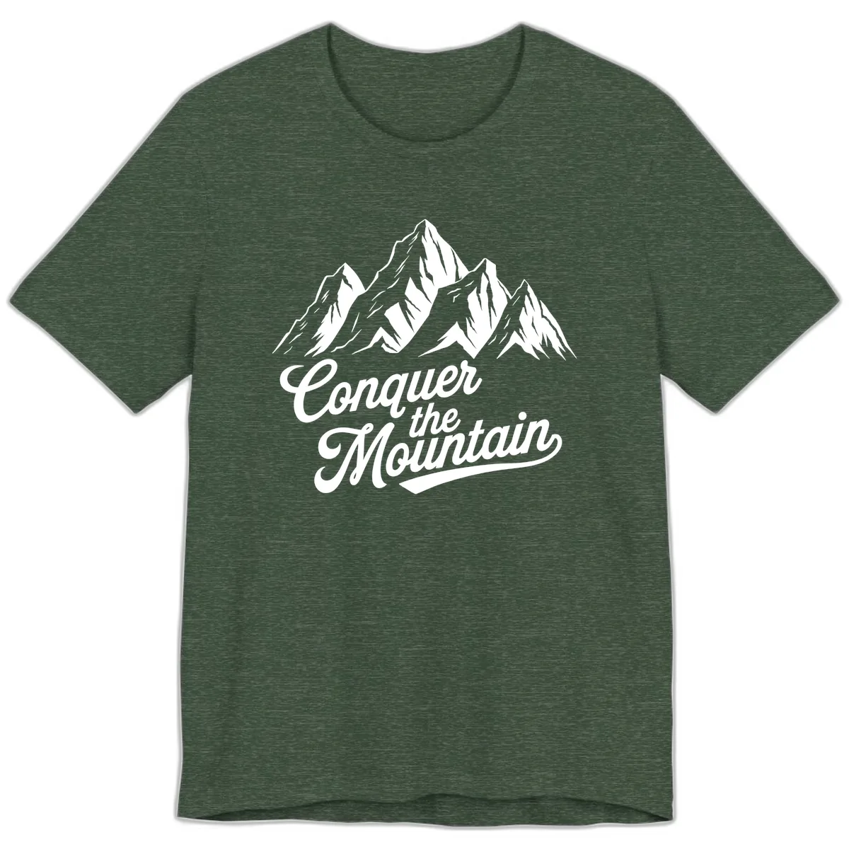 Conquer The Mountain Premium T-Shirt in Heather Forest