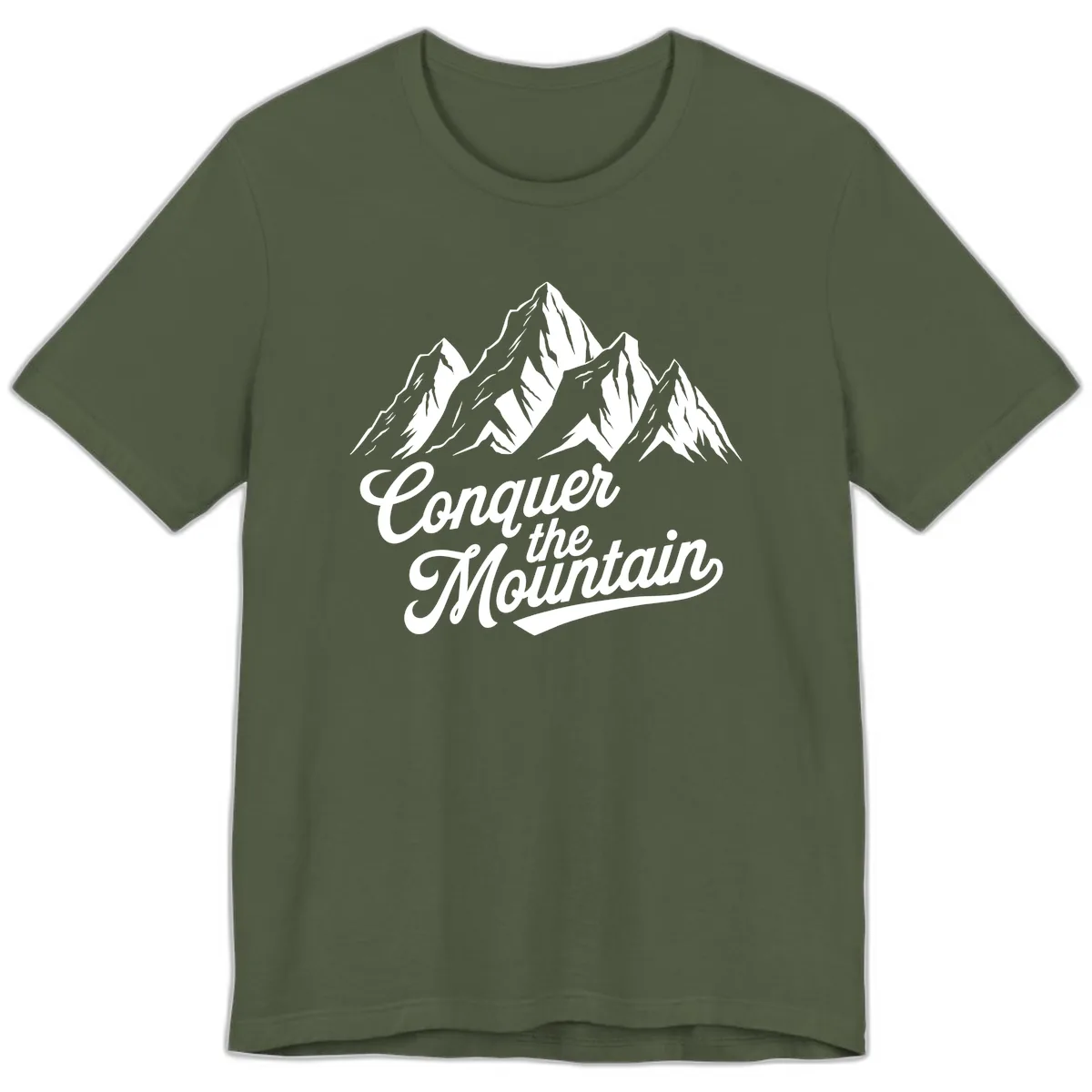 Conquer The Mountain Premium T-Shirt in Military Green