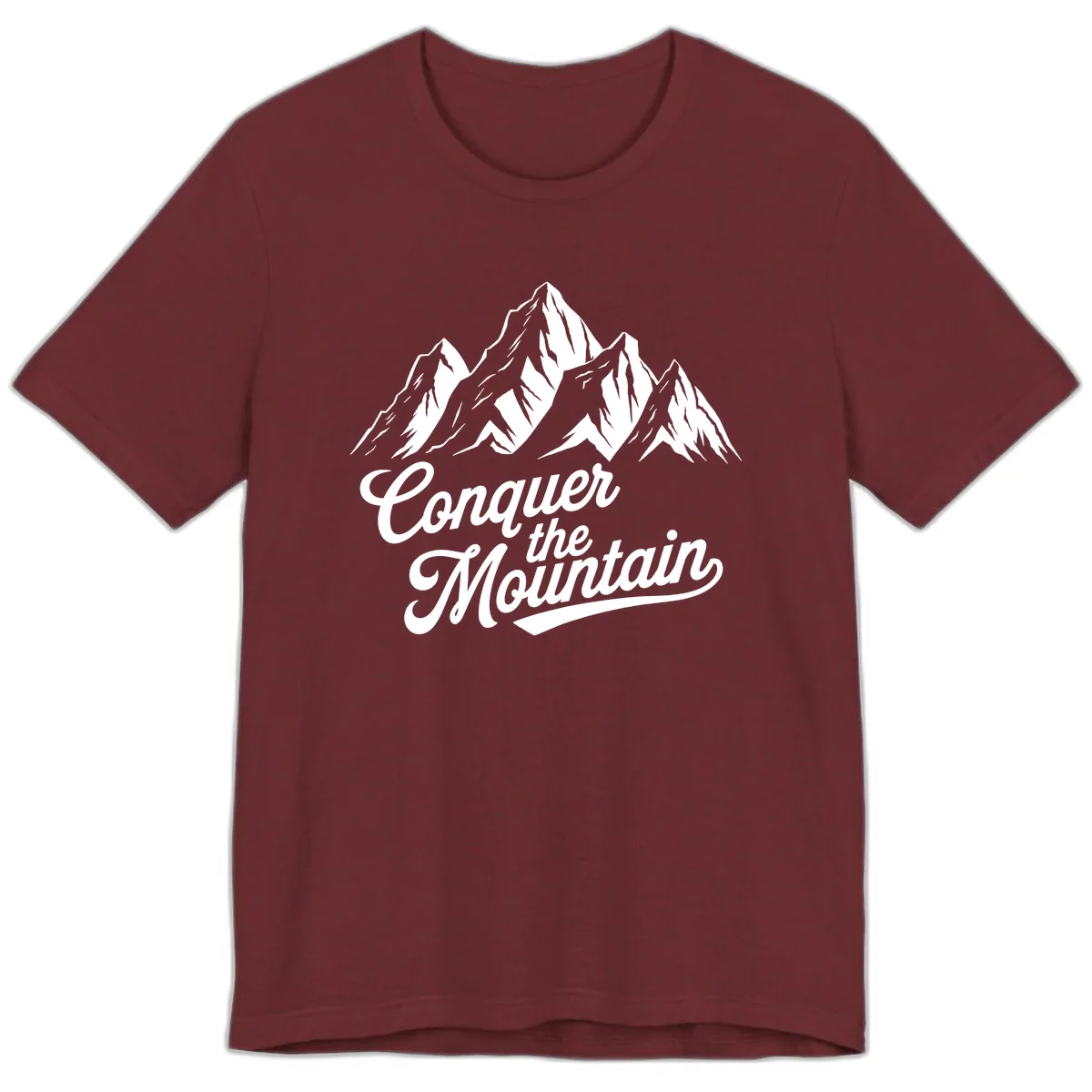 Conquer The Mountain Premium T-Shirt in Heather Cardinal