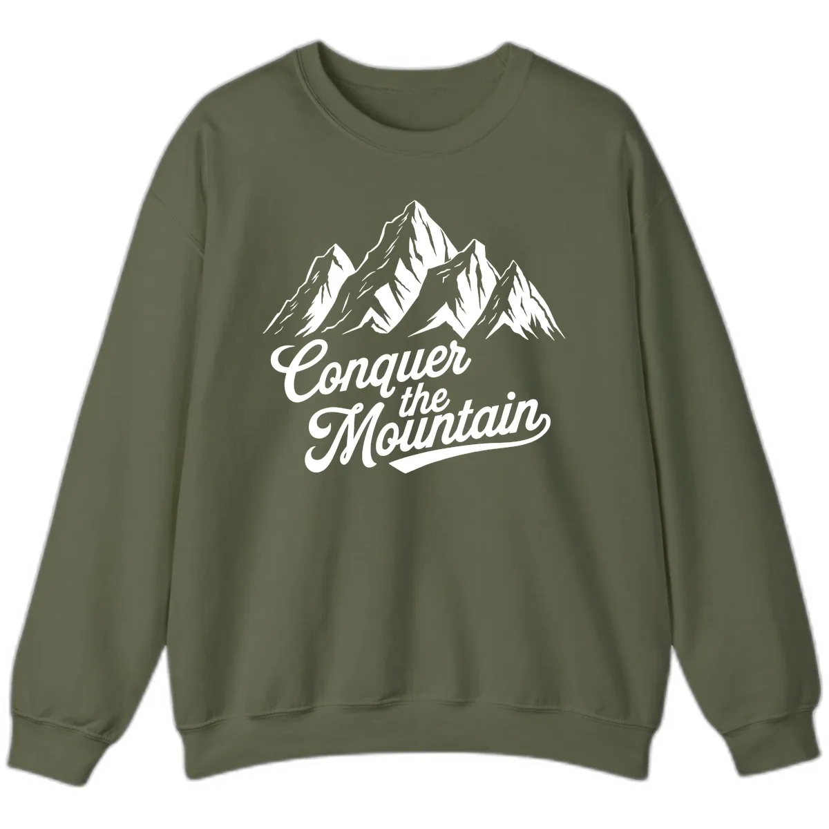 Conquer The Mountain Sweatshirt in Military Green