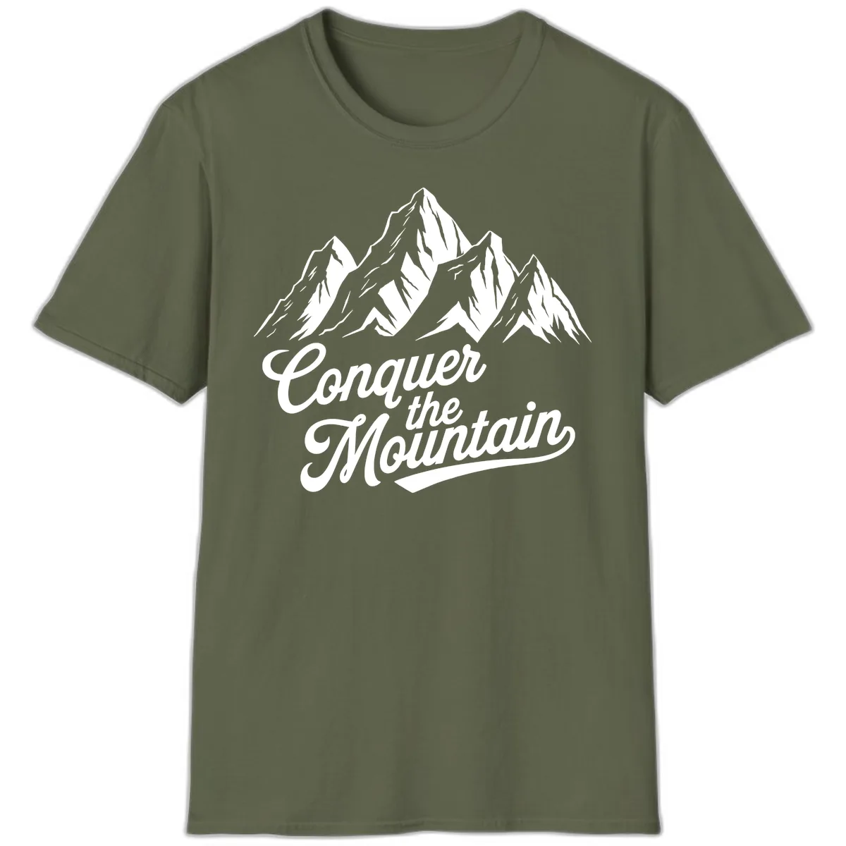 Conquer The Mountain T-Shirt in Military Green
