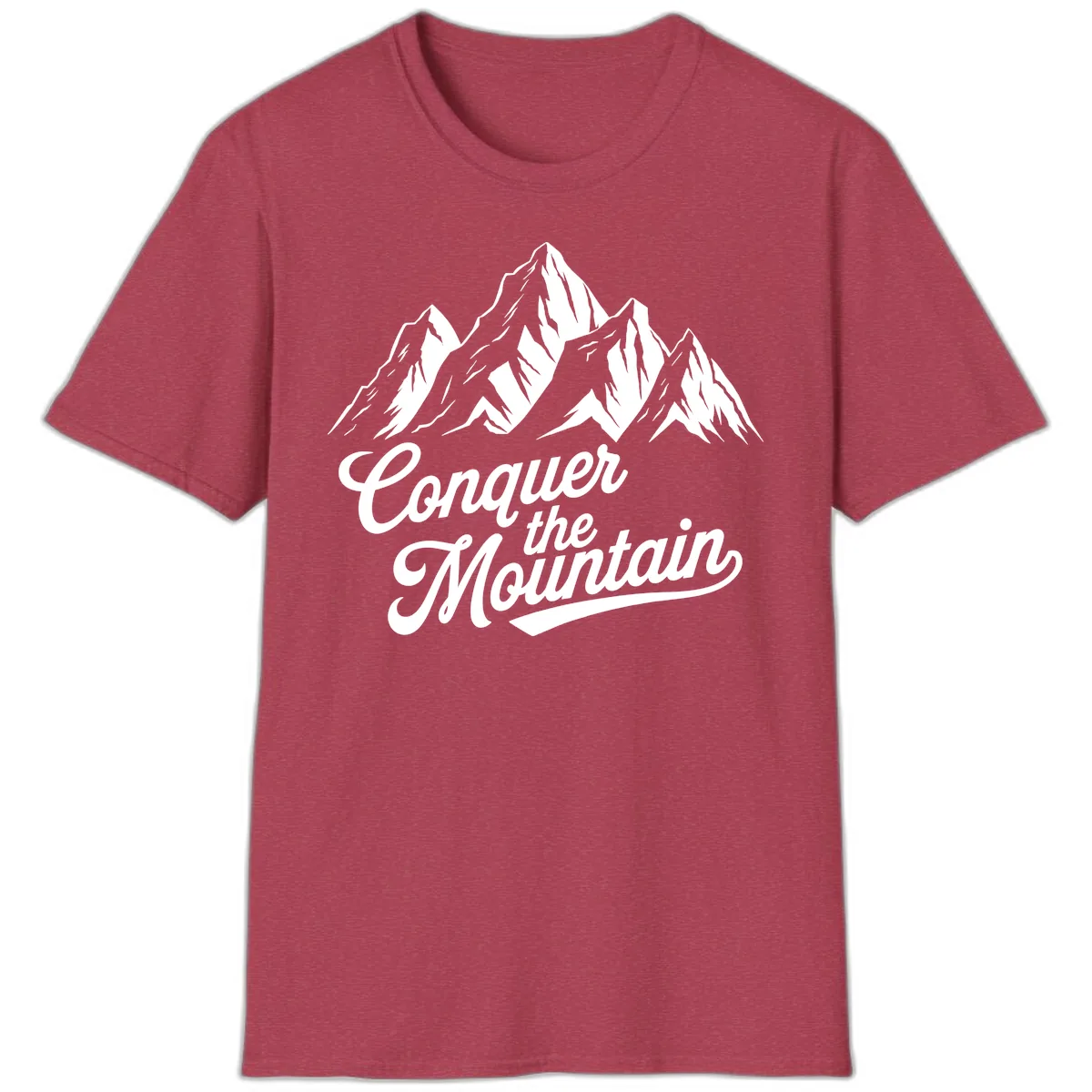 Conquer The Mountain T-Shirt in Heather Cardinal