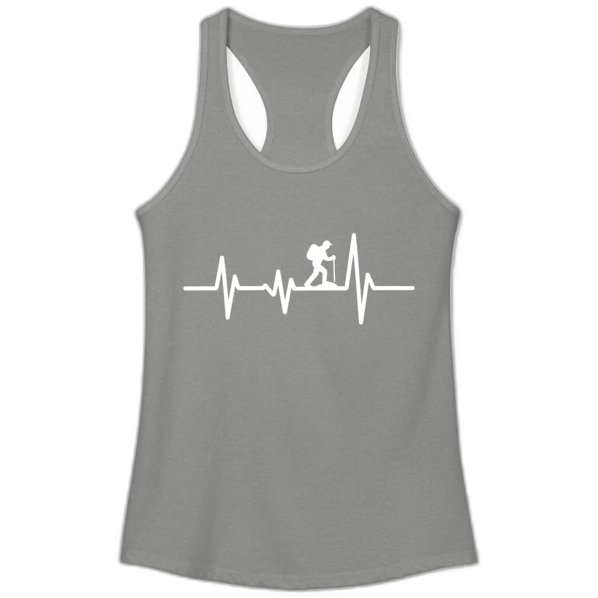 Heartbeat Hiker Ladies Tank in Heather Grey