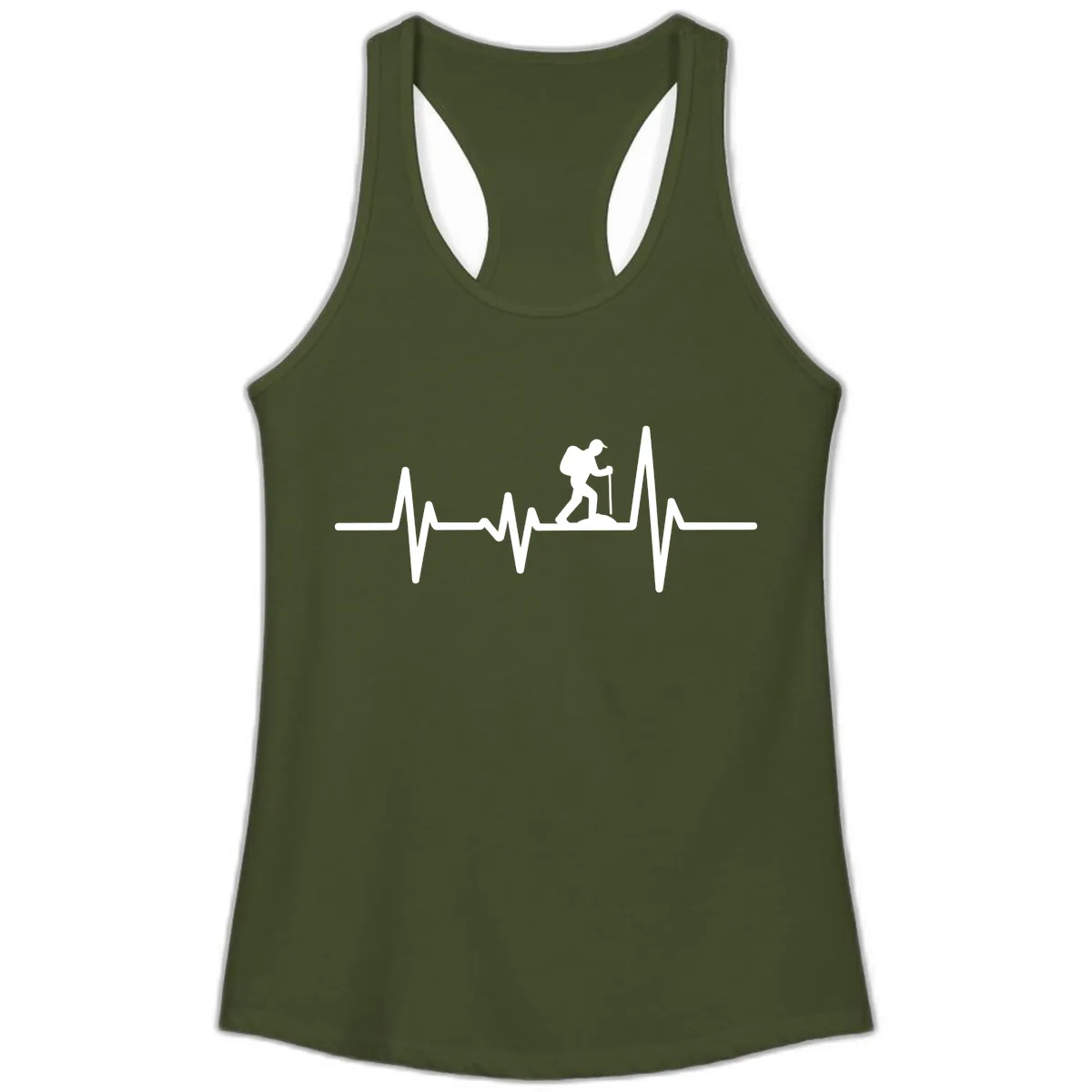 Heartbeat Hiker Ladies Tank in Solid Military Green
