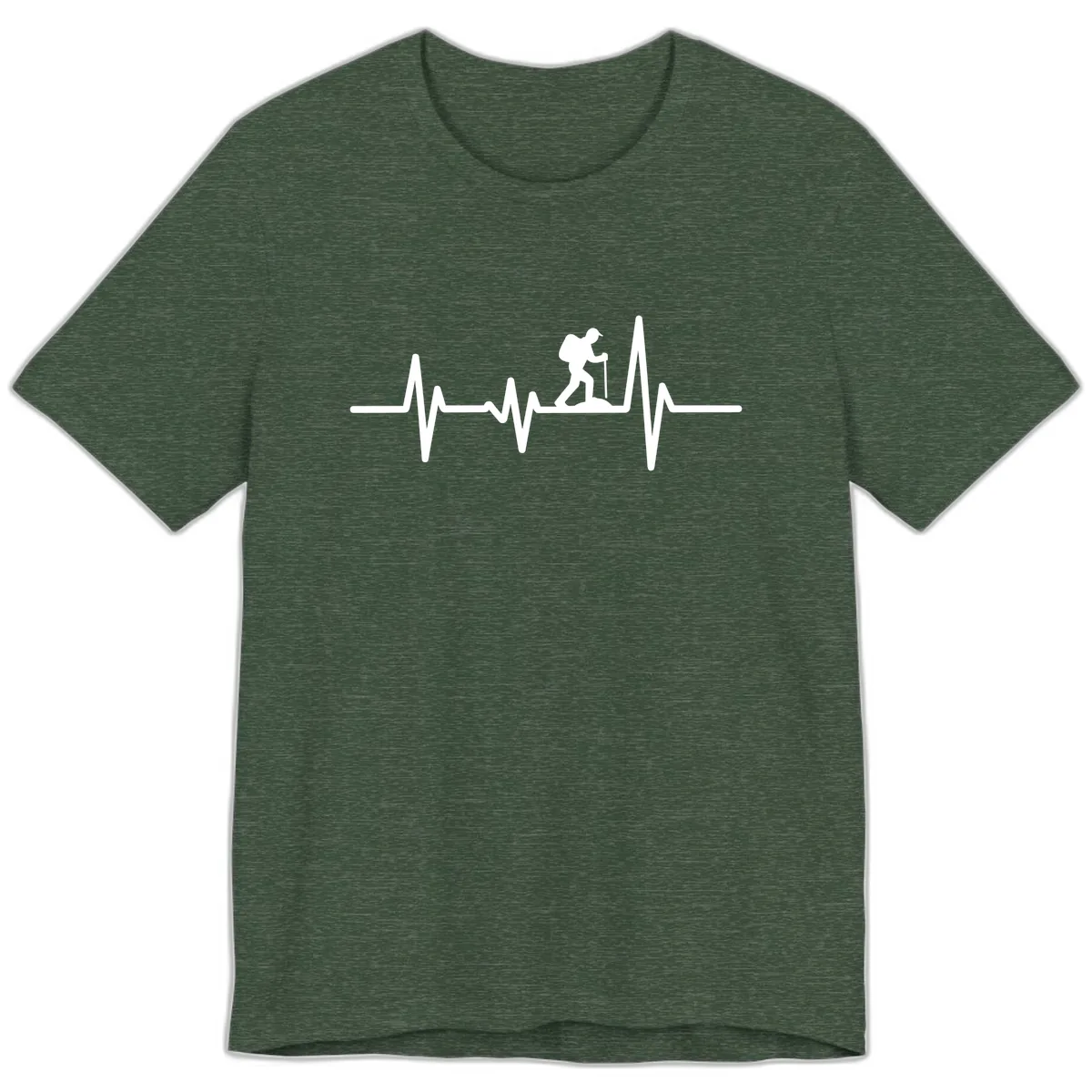 Heartbeat Hiker Premium T-Shirt in Heather Forest