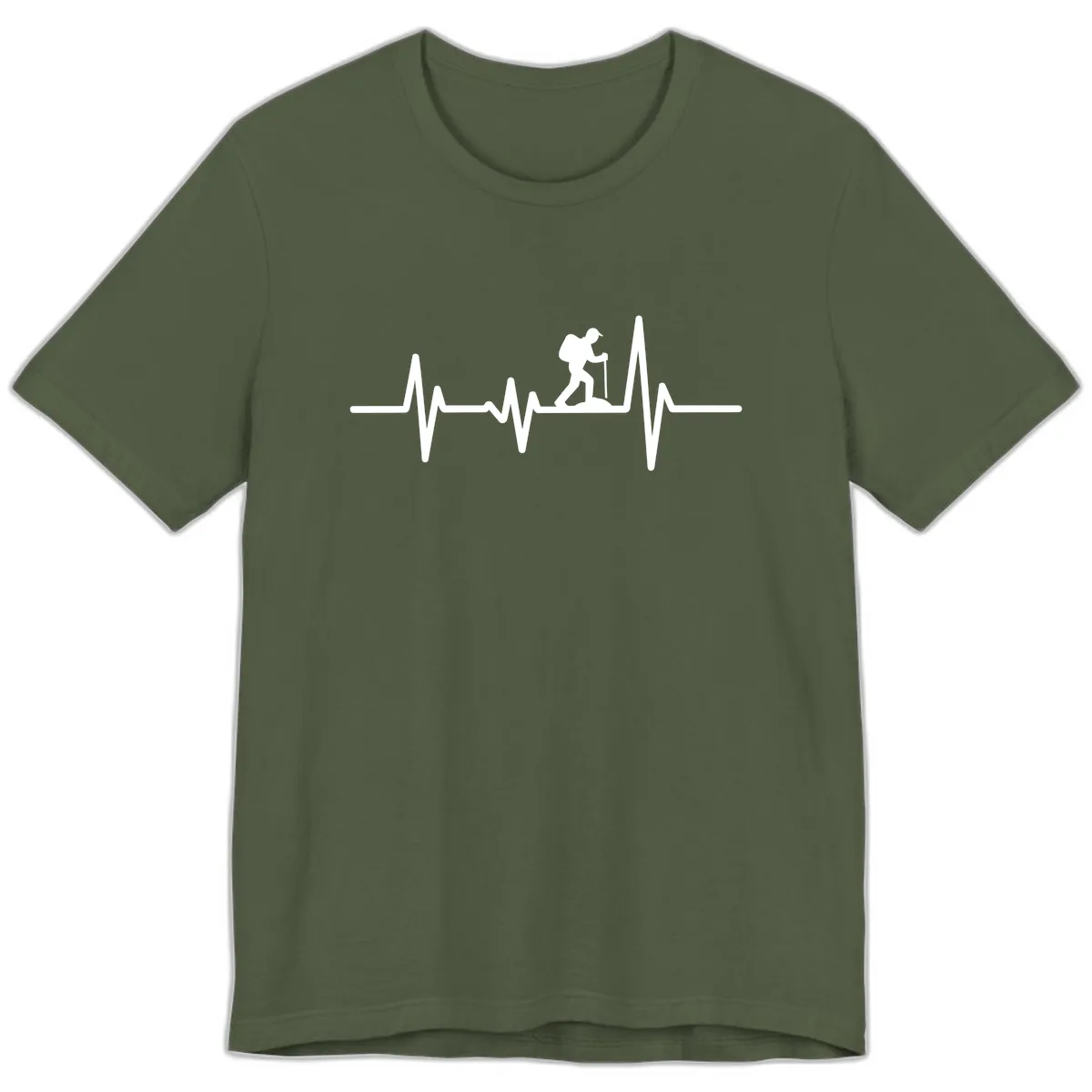 Heartbeat Hiker Premium T-Shirt in Military Green