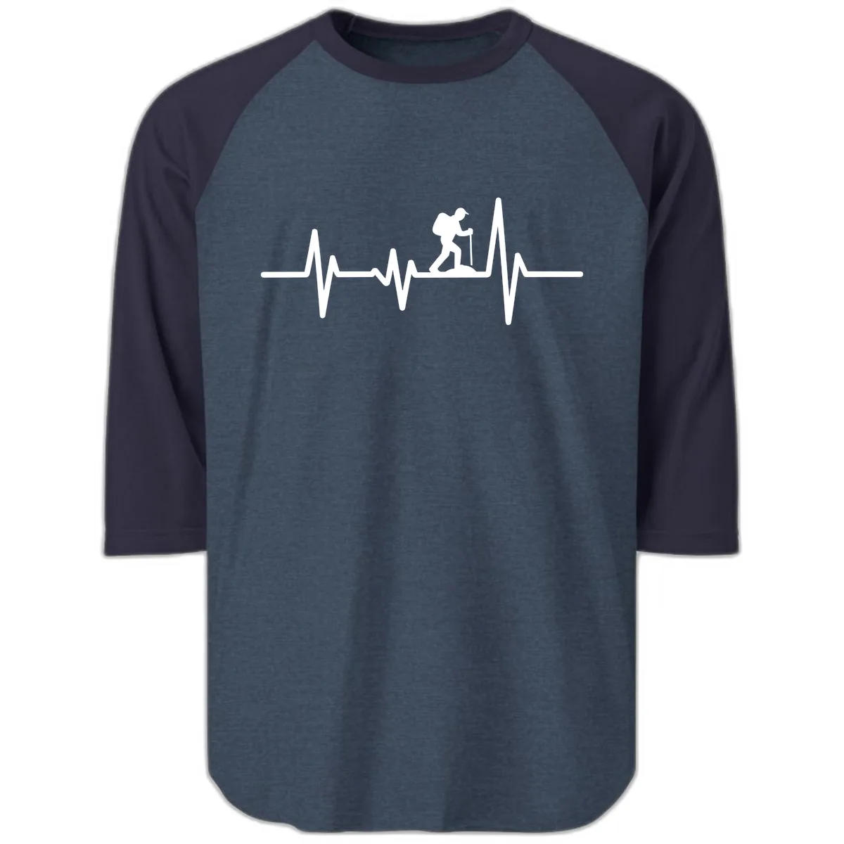 Heartbeat Hiker Raglan 3/4 in Heather Denim Navy