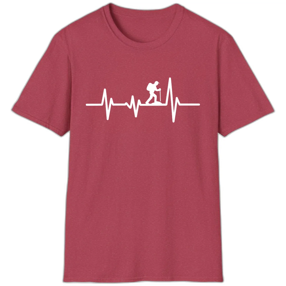 Heartbeat Hiker T-Shirt in Heather Cardinal