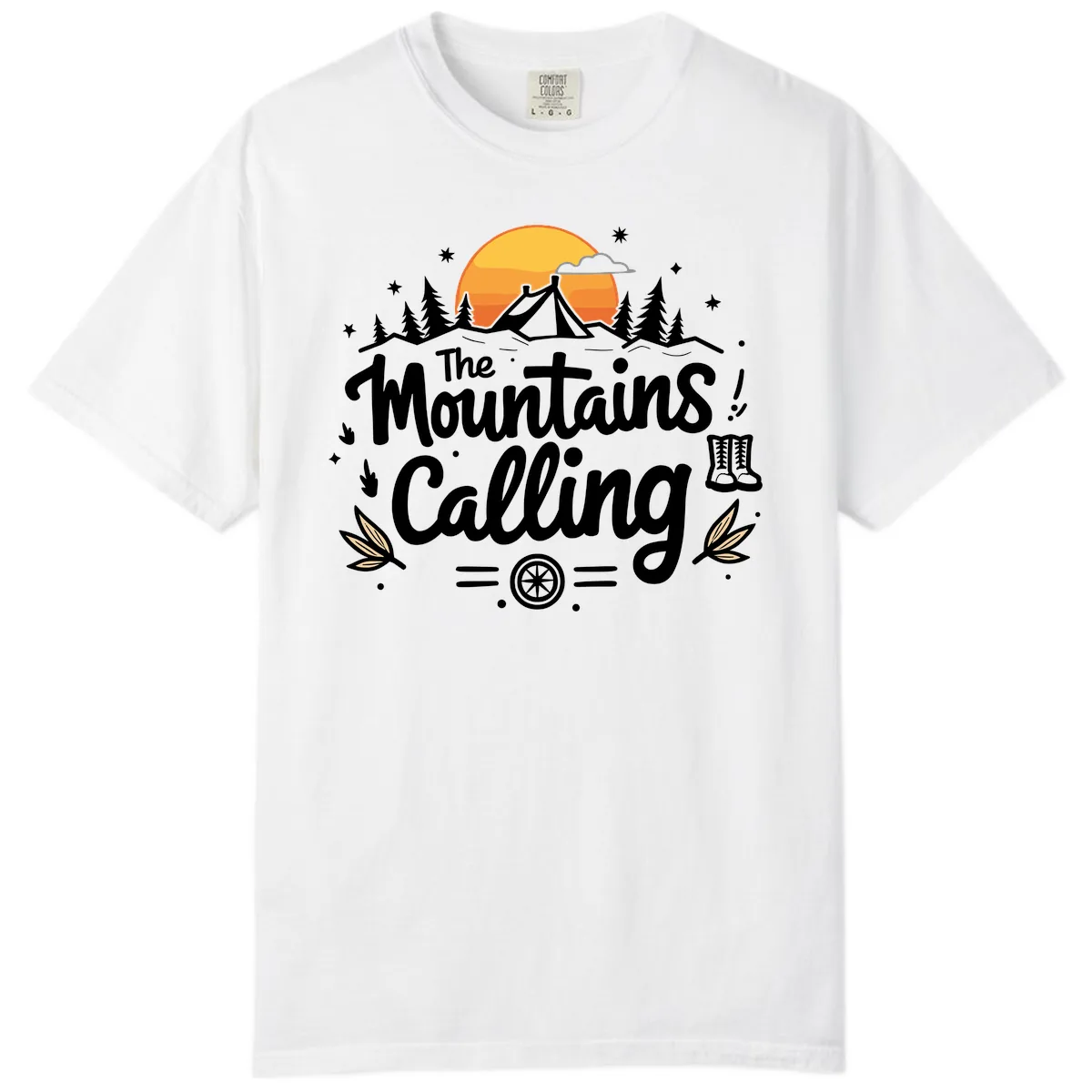 The Mountains Calling Comfort Color in White
