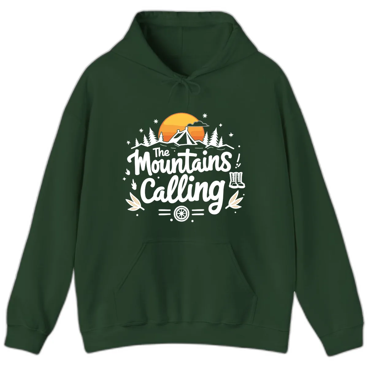 The Mountains Calling Hoodie in Forest Green