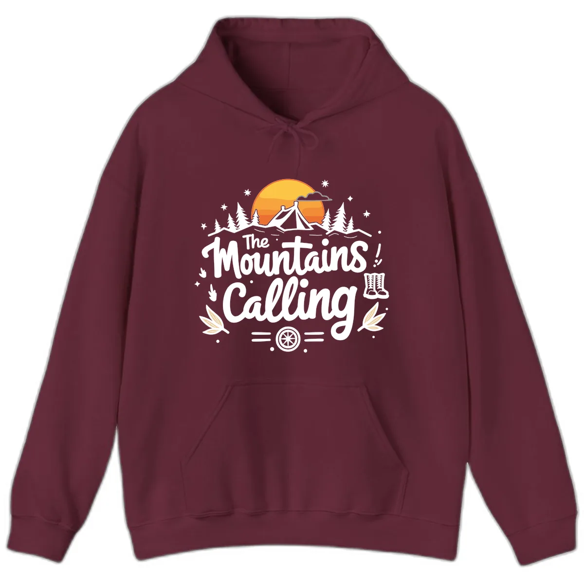 The Mountains Calling Hoodie in Maroon