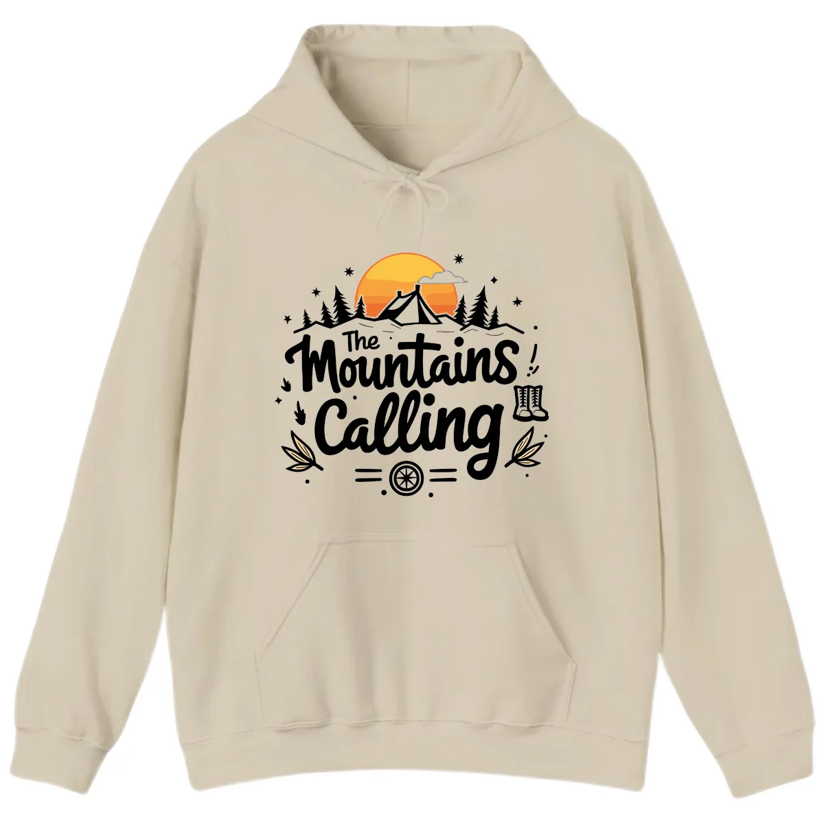 The Mountains Calling Hoodie in Sand
