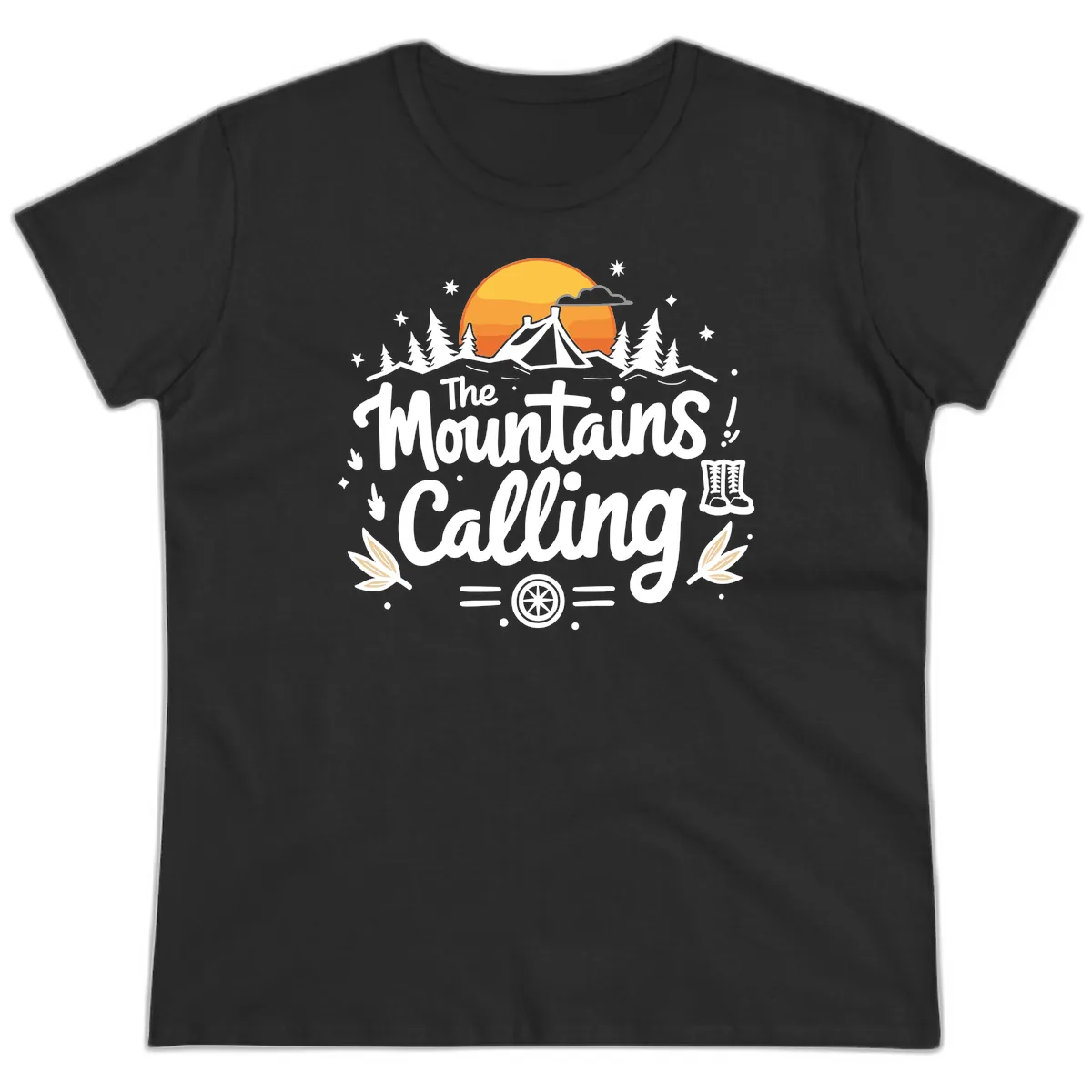 The Mountains Calling Ladies Tee in Black