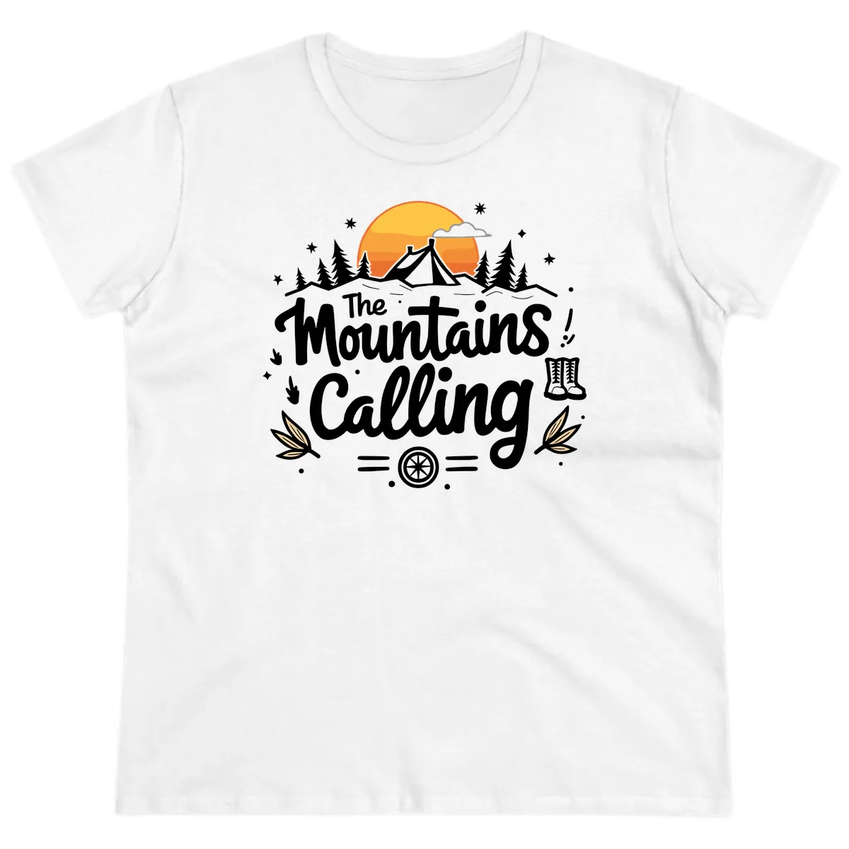 The Mountains Calling Ladies Tee in White