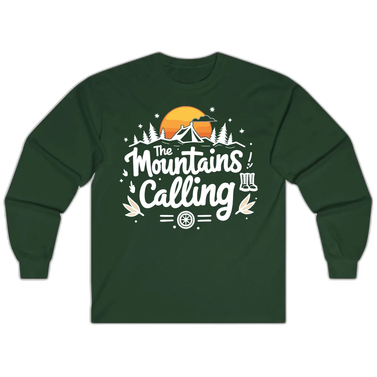 The Mountains Calling Long Sleeve in Forest Green