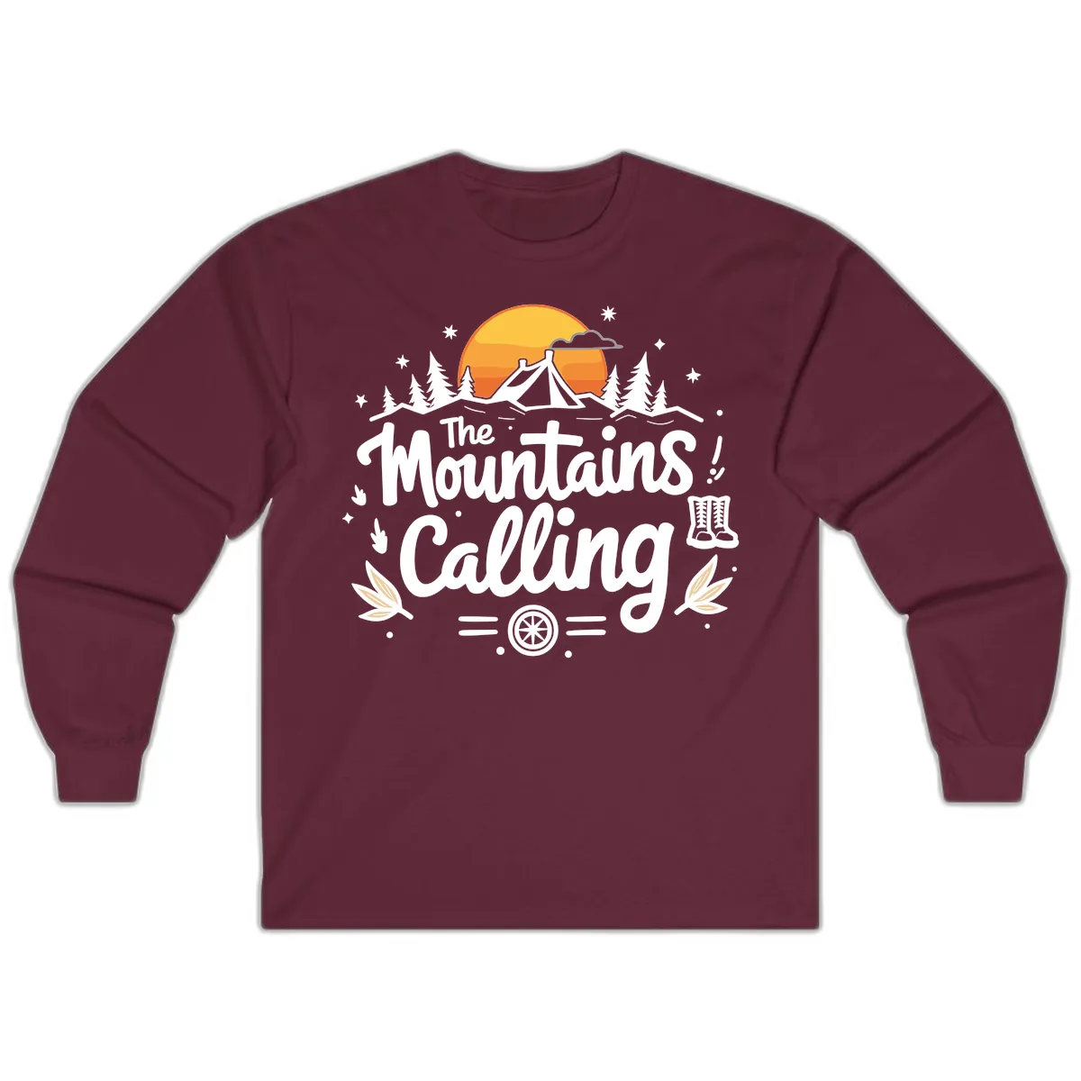 The Mountains Calling Long Sleeve in Maroon