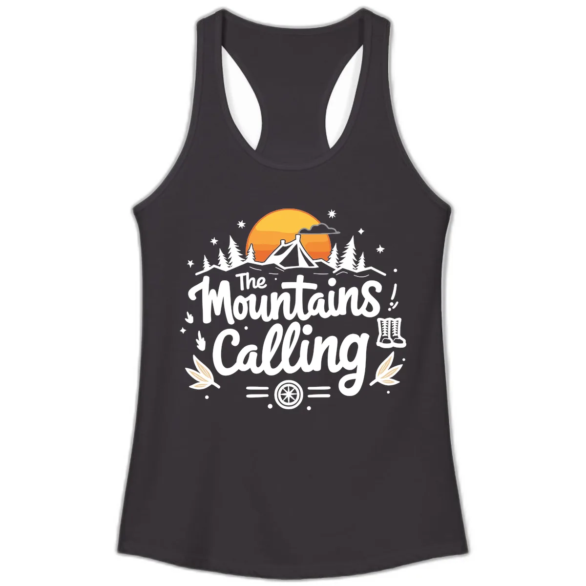 The Mountains Calling Ladies Tank in Black