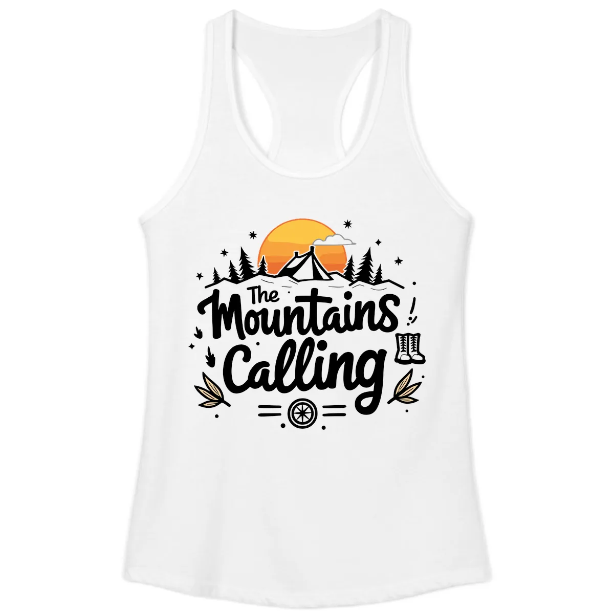The Mountains Calling Ladies Tank in White
