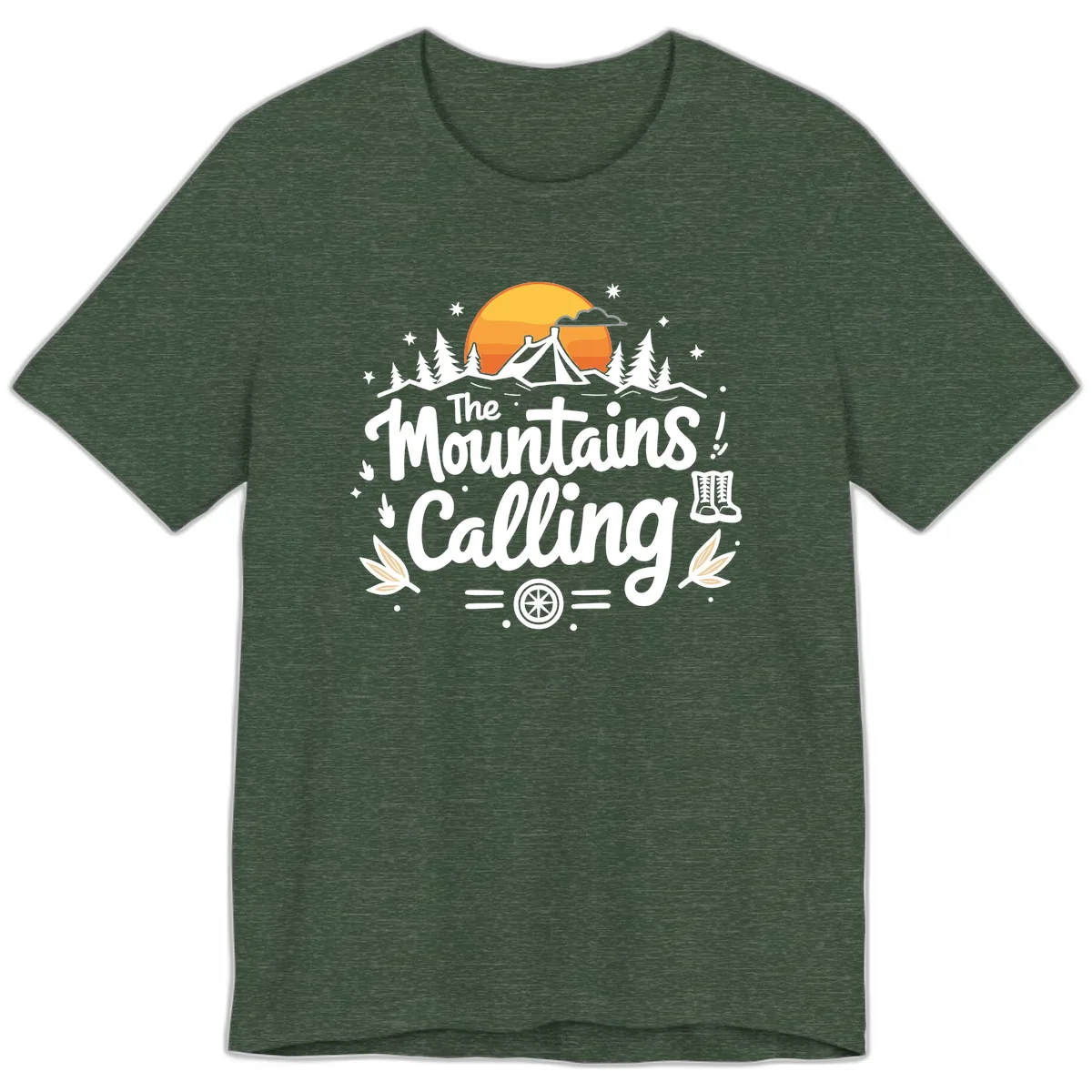 The Mountains Calling Premium T-Shirt in Heather Forest
