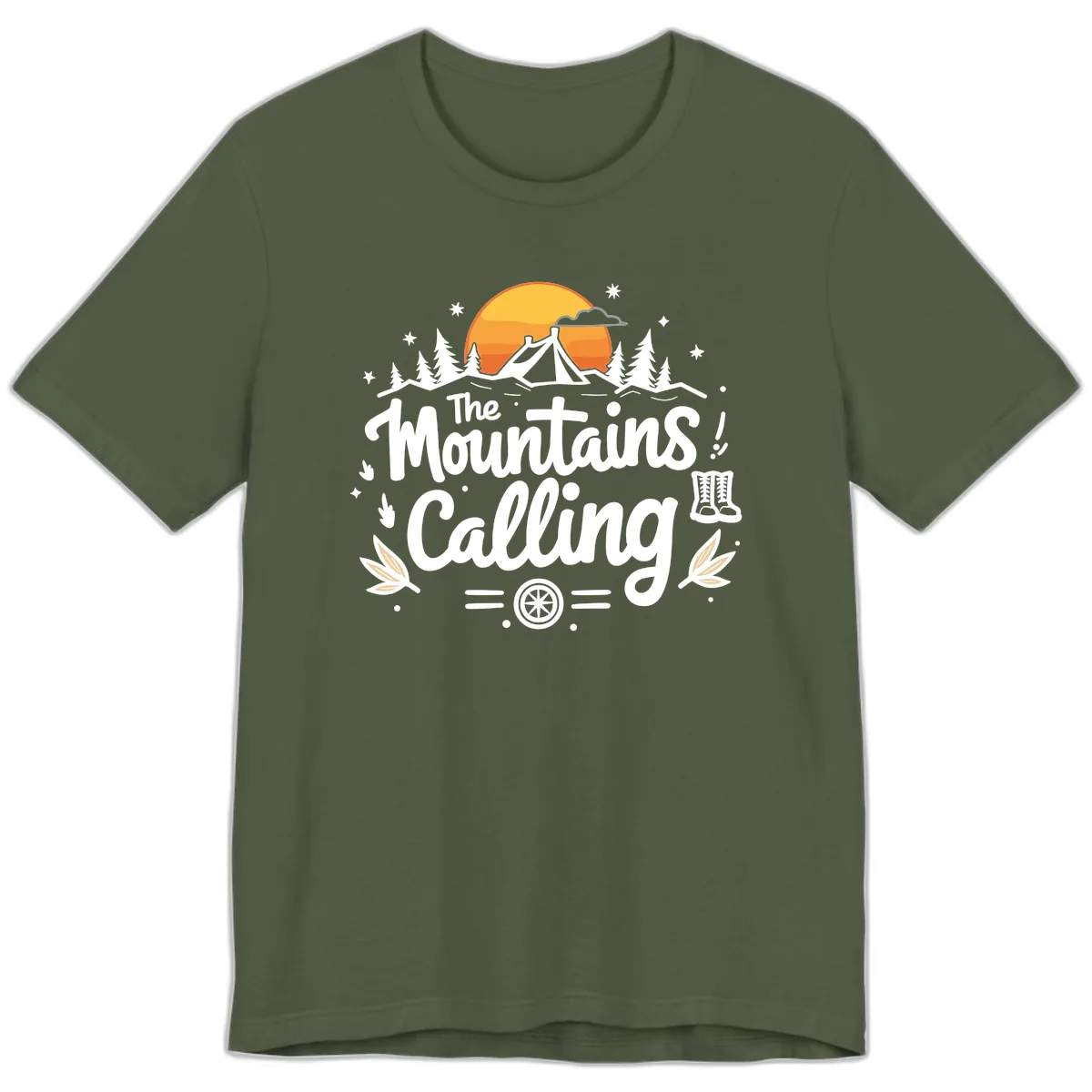The Mountains Calling Premium T-Shirt in Military Green