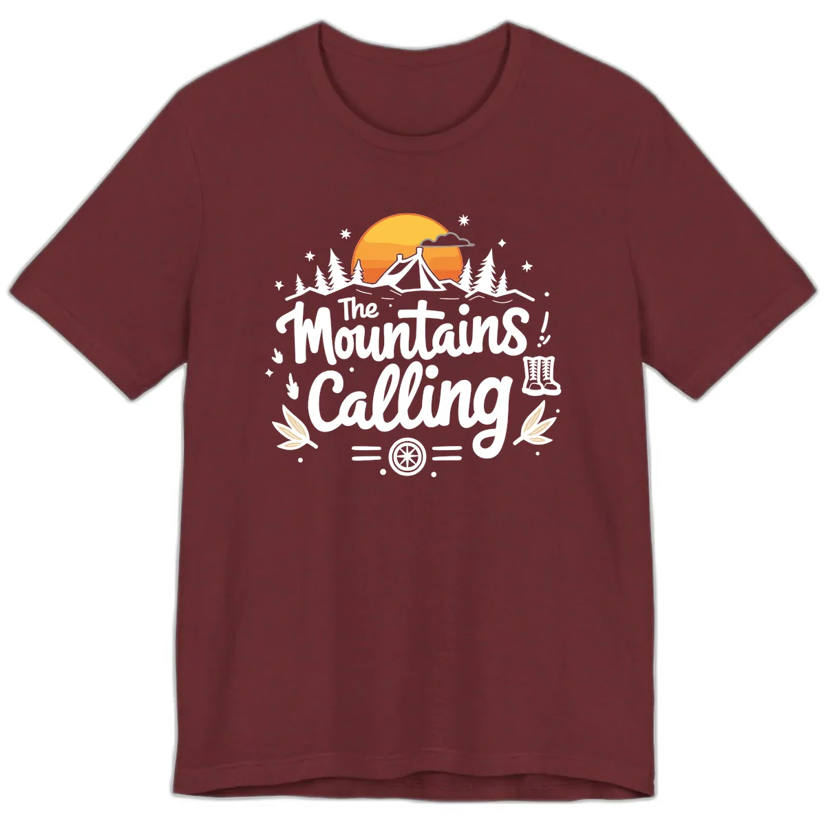 The Mountains Calling Premium T-Shirt in Heather Cardinal