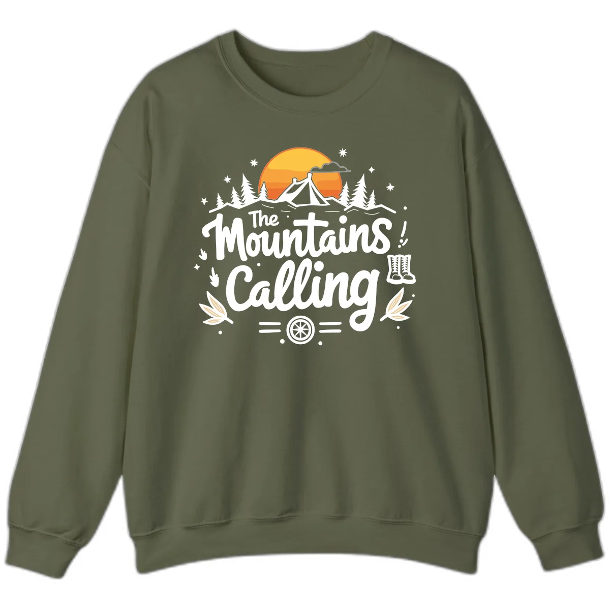 The Mountains Calling Sweatshirt in Military Green