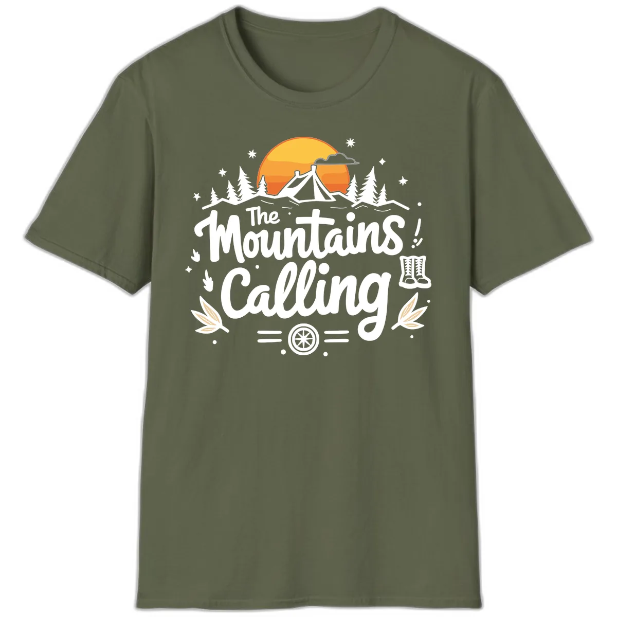 The Mountains Calling T-Shirt in Military Green