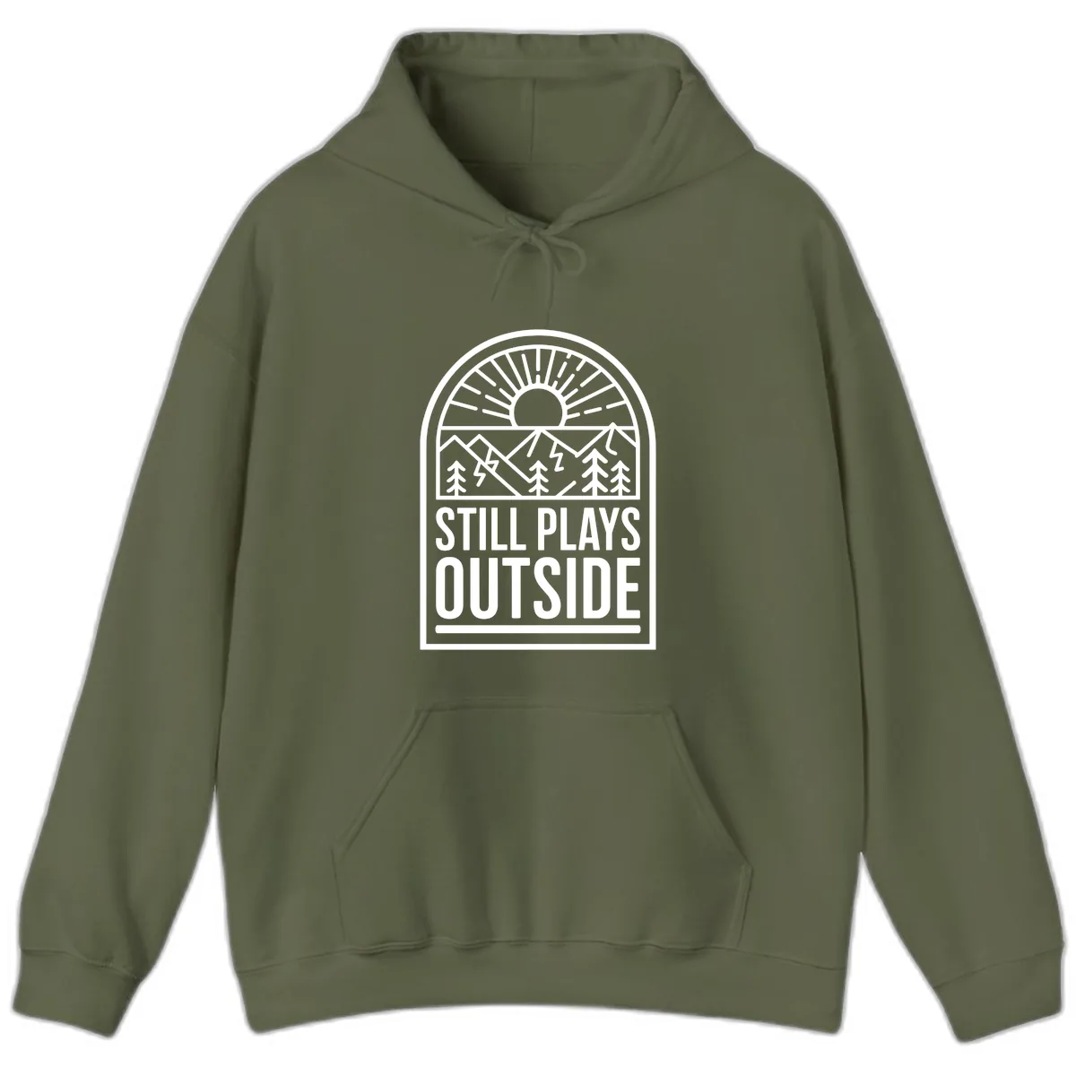 Still Plays Outside Hoodie in Military Green
