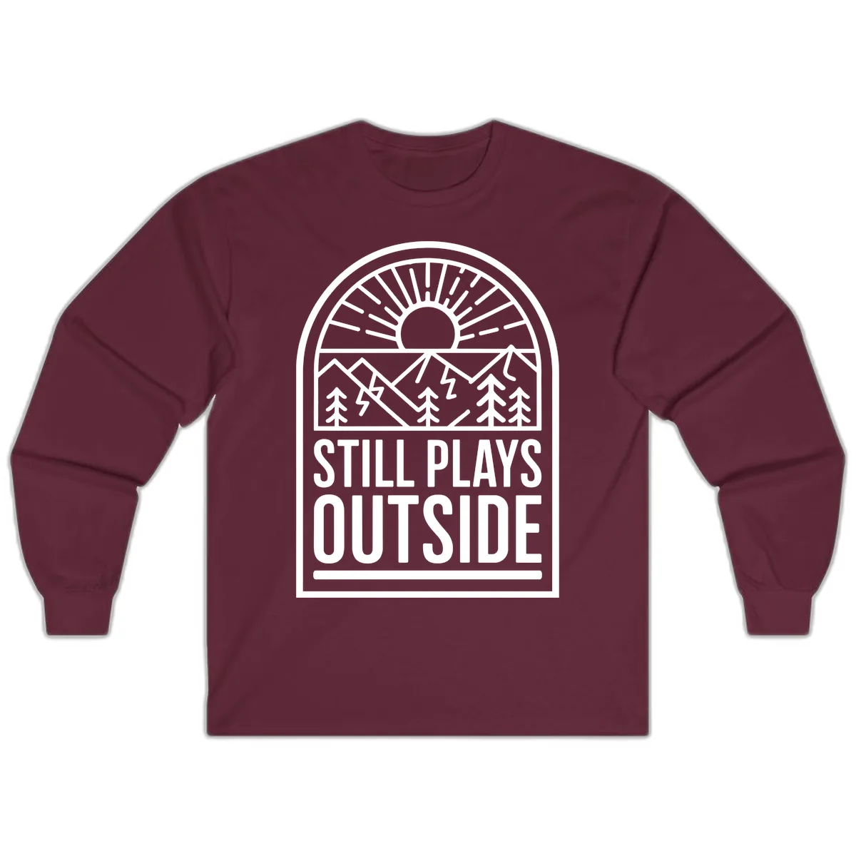 Still Plays Outside Long Sleeve in Maroon
