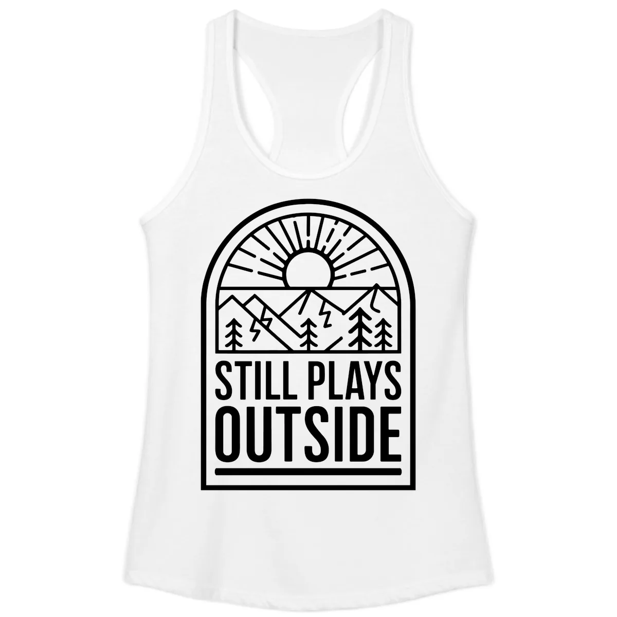 Still Plays Outside Ladies Tank in White