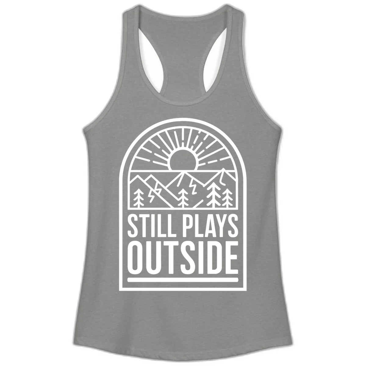 Still Plays Outside Ladies Tank in Heather Grey