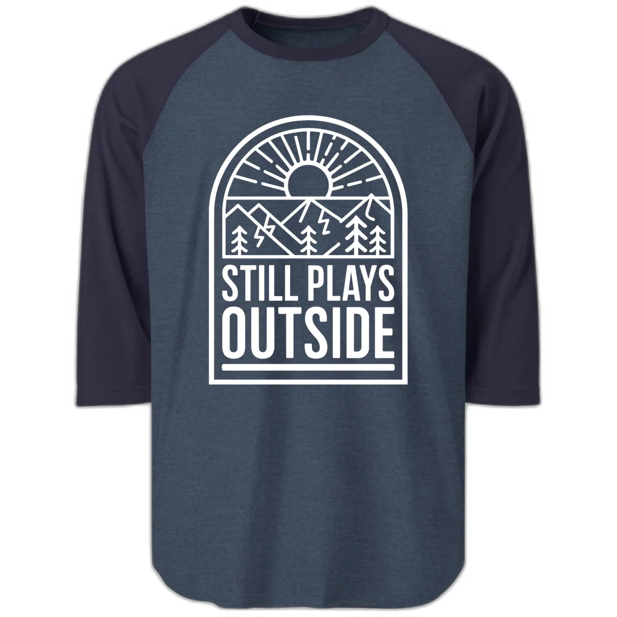 Still Plays Outside Raglan 3/4 in Heather Denim Navy