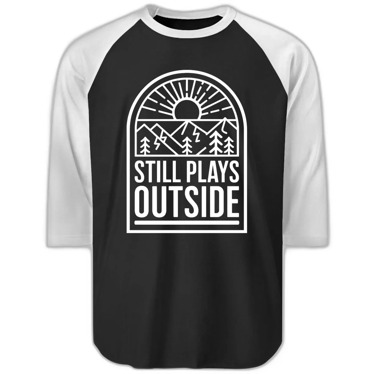 Still Plays Outside Raglan 3/4 in Black White